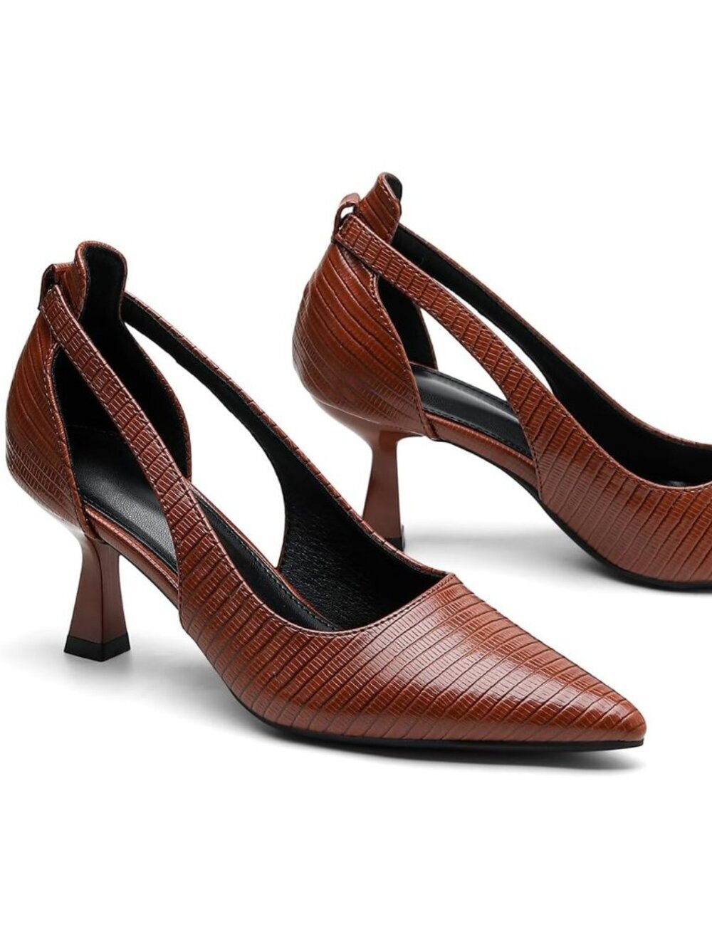 Women's Brown Stiletto Heels Closed Pointed Toe Comfortable Pumps Shoes